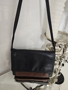 Derek Alexander Men's Two-Tone Leather Messenger Bag - Black & Brown